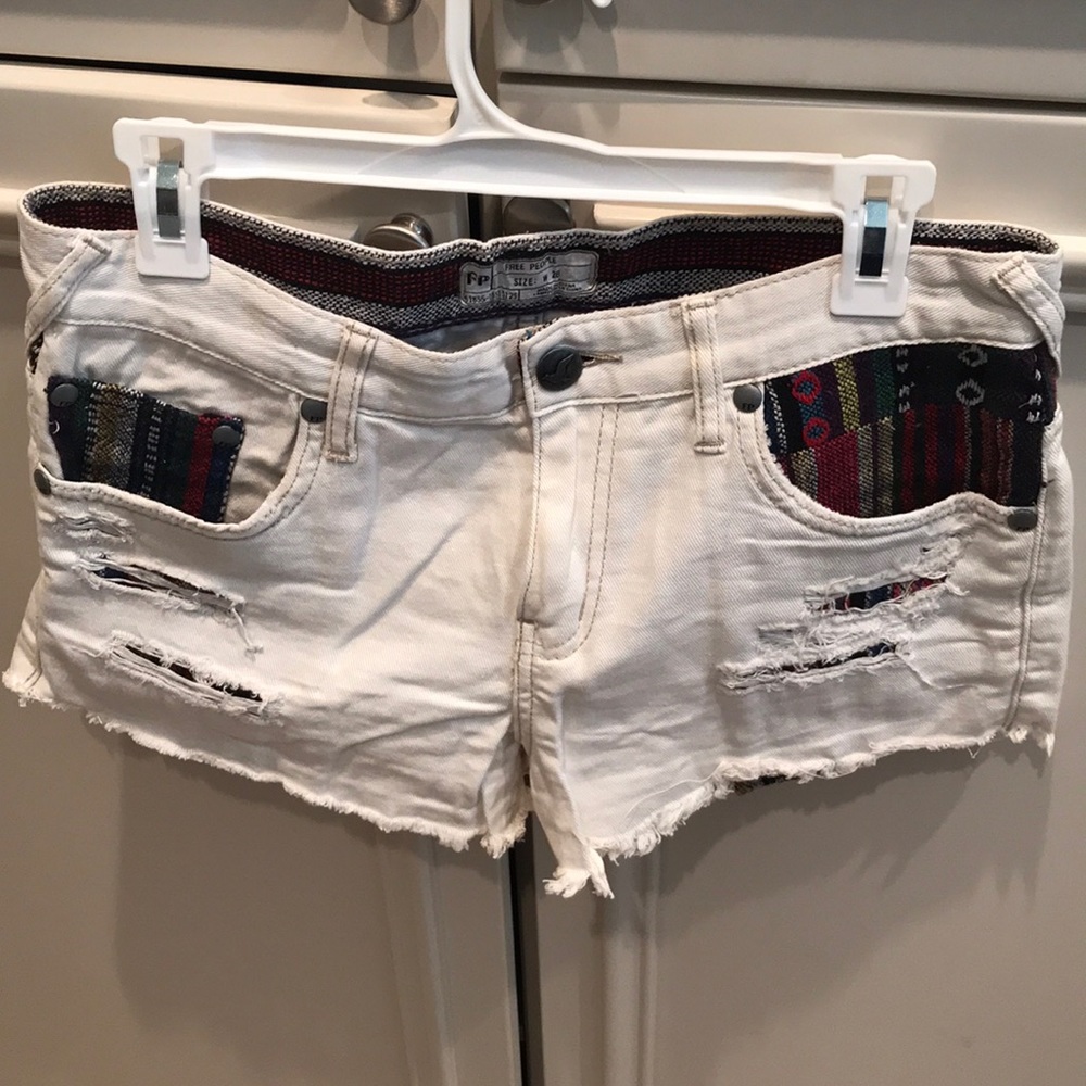 Worn once! Free People denim shorts w/fabric